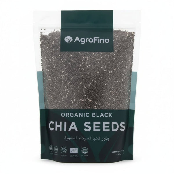 أجروفينو بذور الشيا السوداء العضوية – 340 جم | غنية بالألياف وأوميغا 3