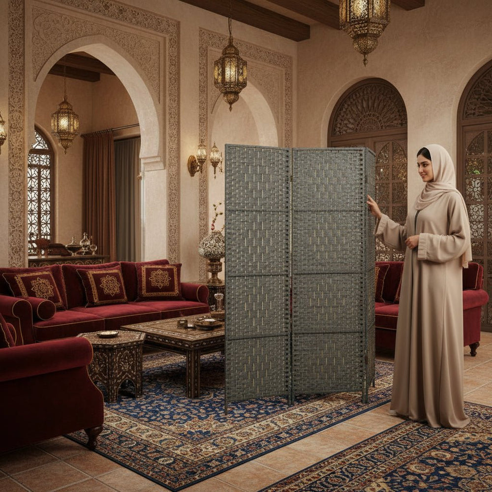بارتشن غرفة بأربع حواجز خشبية – تصميم عصري قابل للطي