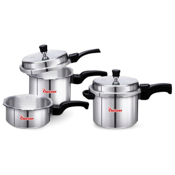 طقم طنجرة ضغط ألومنيوم – 5 لتر + 3 لتر + 2 لتر