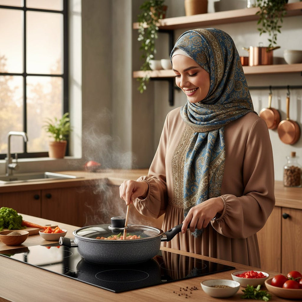 قدر كوركماز بالما منخفض 24x6.5 سم بسعة 2.5 لتر بطلاء غير لاصق
