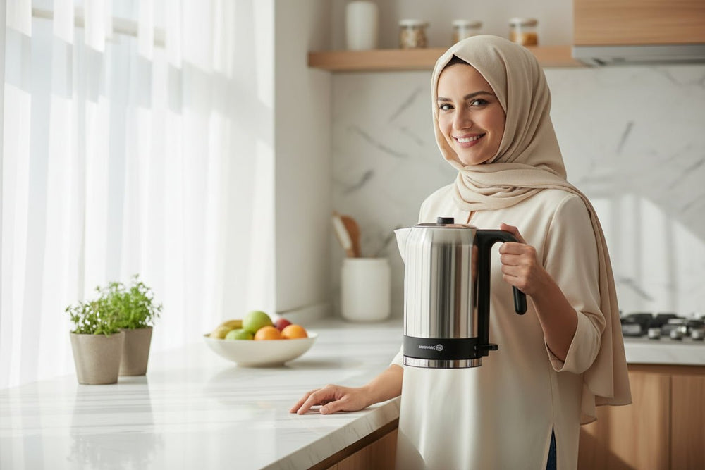 غلاية كهربائية كوركماز تريا سعة 1.6 لتر – ستانلس ستيل بتصميم عملي