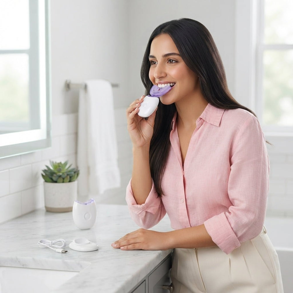 فرشاة أسنان كهربائية أوتوماتيكية بتصميم U وتنظيف 360 درجة - آنية المنزل الراقي