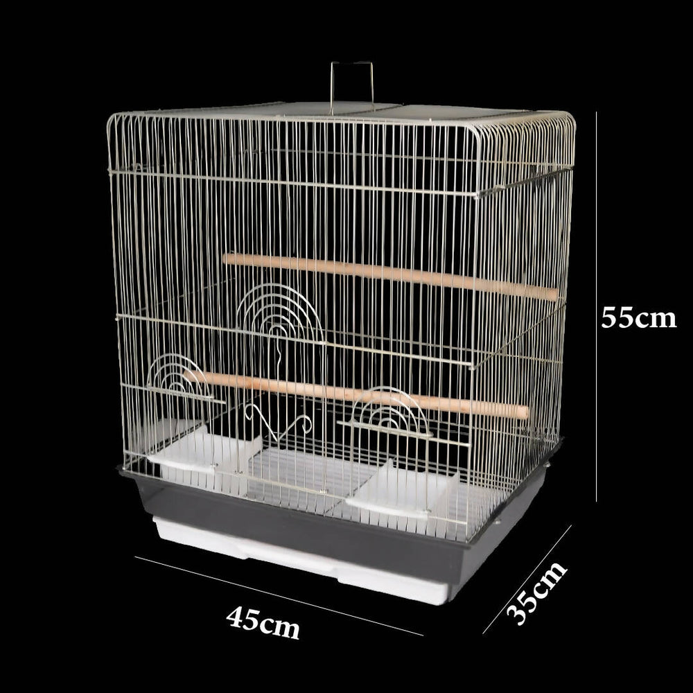 Small metal bird cage with rectangular edges 