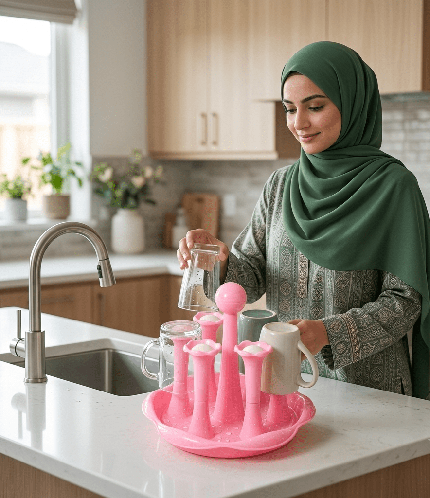 حامل أكواب بلاستيك لـ 6 أكواب 23 سم × 14 سم - آنية المنزل الراقي