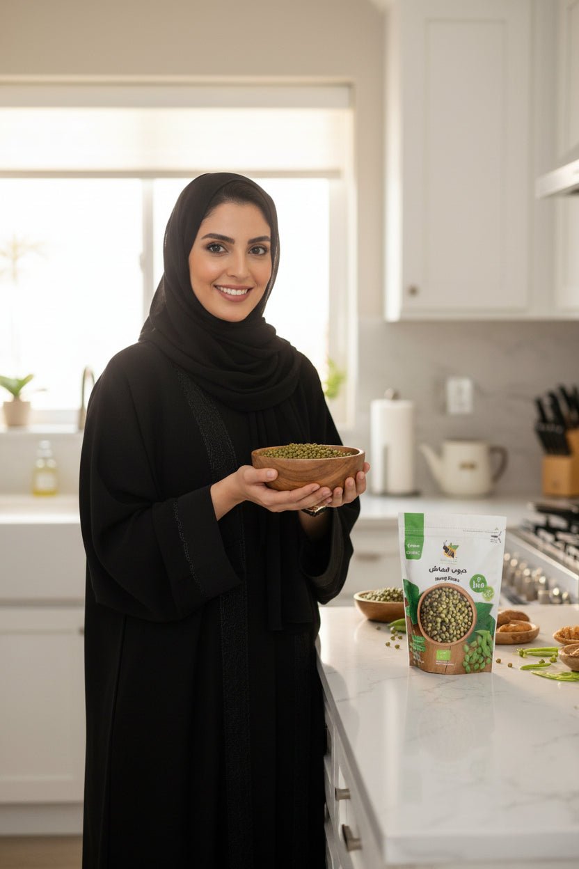 حبوب الماش العضوية 500 جم من منتج الطبيعة - آنية المنزل الراقي