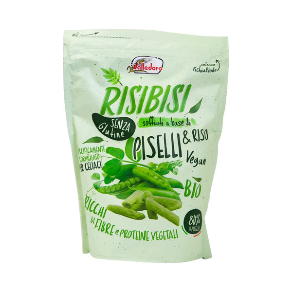 وجبة خفيفة عضوية بالبازلاء والأرز من فاليدورو – 80 جم | صحية ومقرمشة