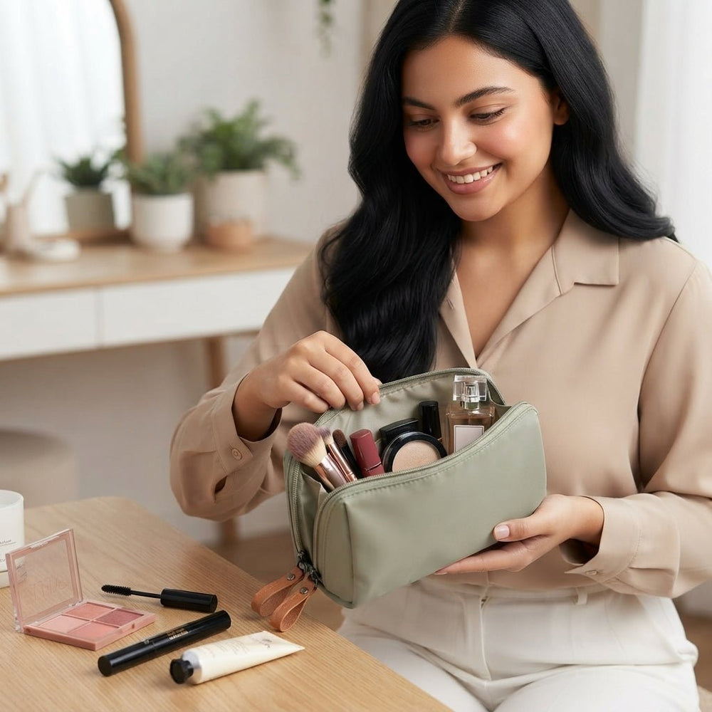 حقيبة مستحضرات تجميل نسائية مقاومة للماء بتصميم كوري أنيق - آنية المنزل الراقي