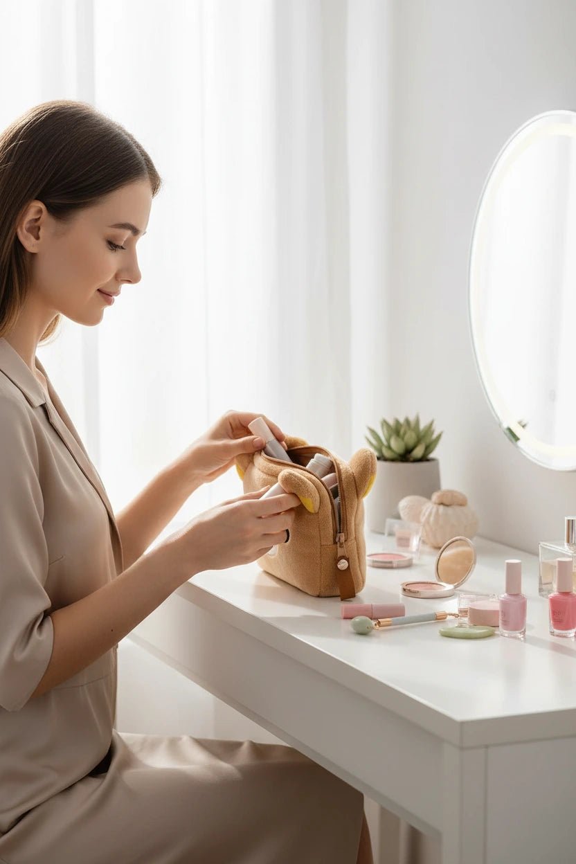 حقيبة تنظيم مستحضرات التجميل ريلاكوما بتصميم دب كرتوني لطيف - آنية المنزل الراقي