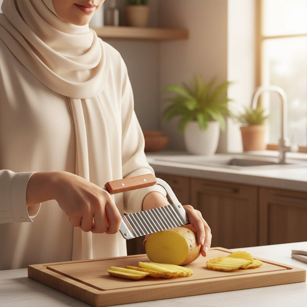 قطاعة البطاطس والمخلل المموجة مقاس 18 × 12 سم