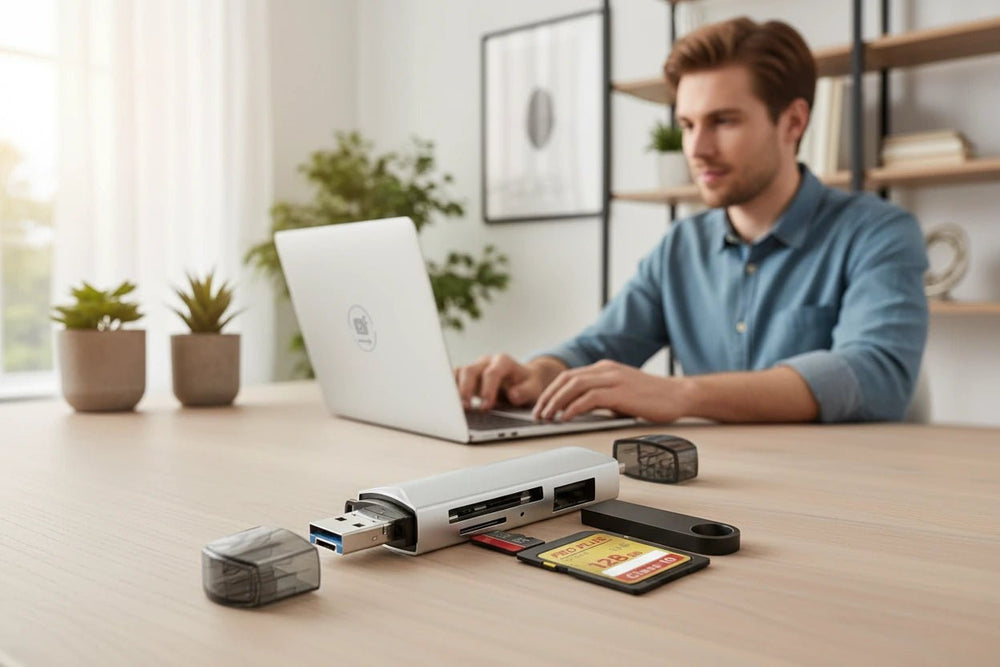 قارئ بطاقات ذاكرة OTG متعدد الوظائف 6 في 1 USB 3.0 وType-C للهواتف والكمبيوتر - آنية المنزل الراقي