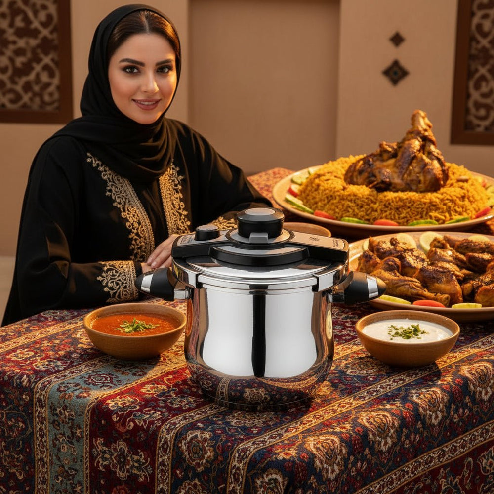 قدر ضغط بروسيلا سعة 7 لتر ستانلس ستيل مقاوم للصدأ 304 صناعة تركية PR003 - آنية المنزل الراقي