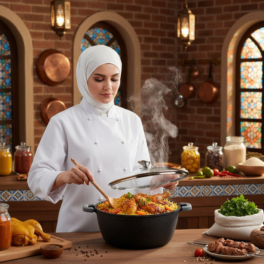 قدر طهي ألومنيوم رخامي أسود هوم واي 40 سم - آنية المنزل الراقي