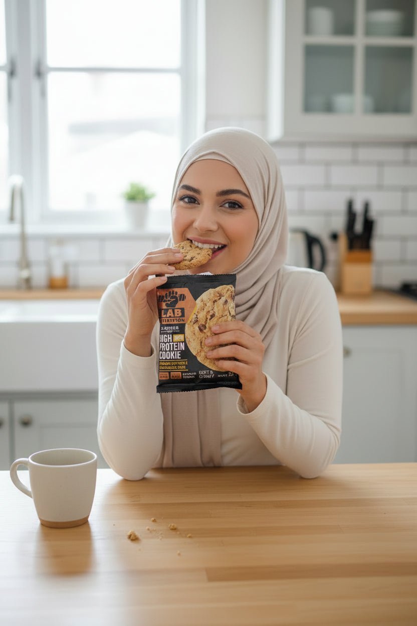 كوكيز بروتين عالي بنكهة زبدة الفول السوداني وقطع الشوكولاتة بدون سكر 52 غرام Lab Nutrition - آنية المنزل الراقي