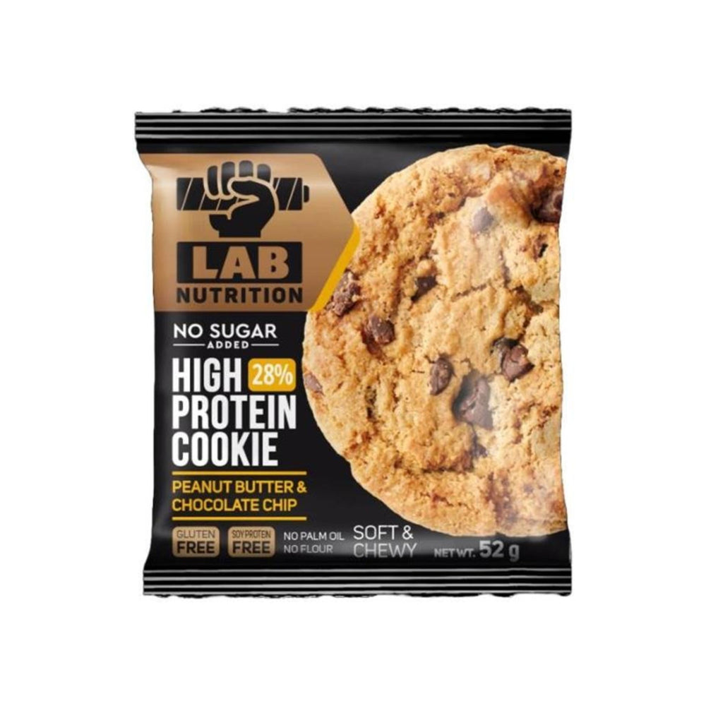 كوكيز بروتين عالي بنكهة زبدة الفول السوداني وقطع الشوكولاتة بدون سكر 52 غرام Lab Nutrition - آنية المنزل الراقي