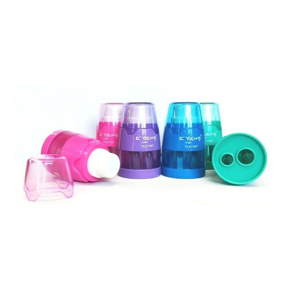 Pink pencil sharpener with eraser