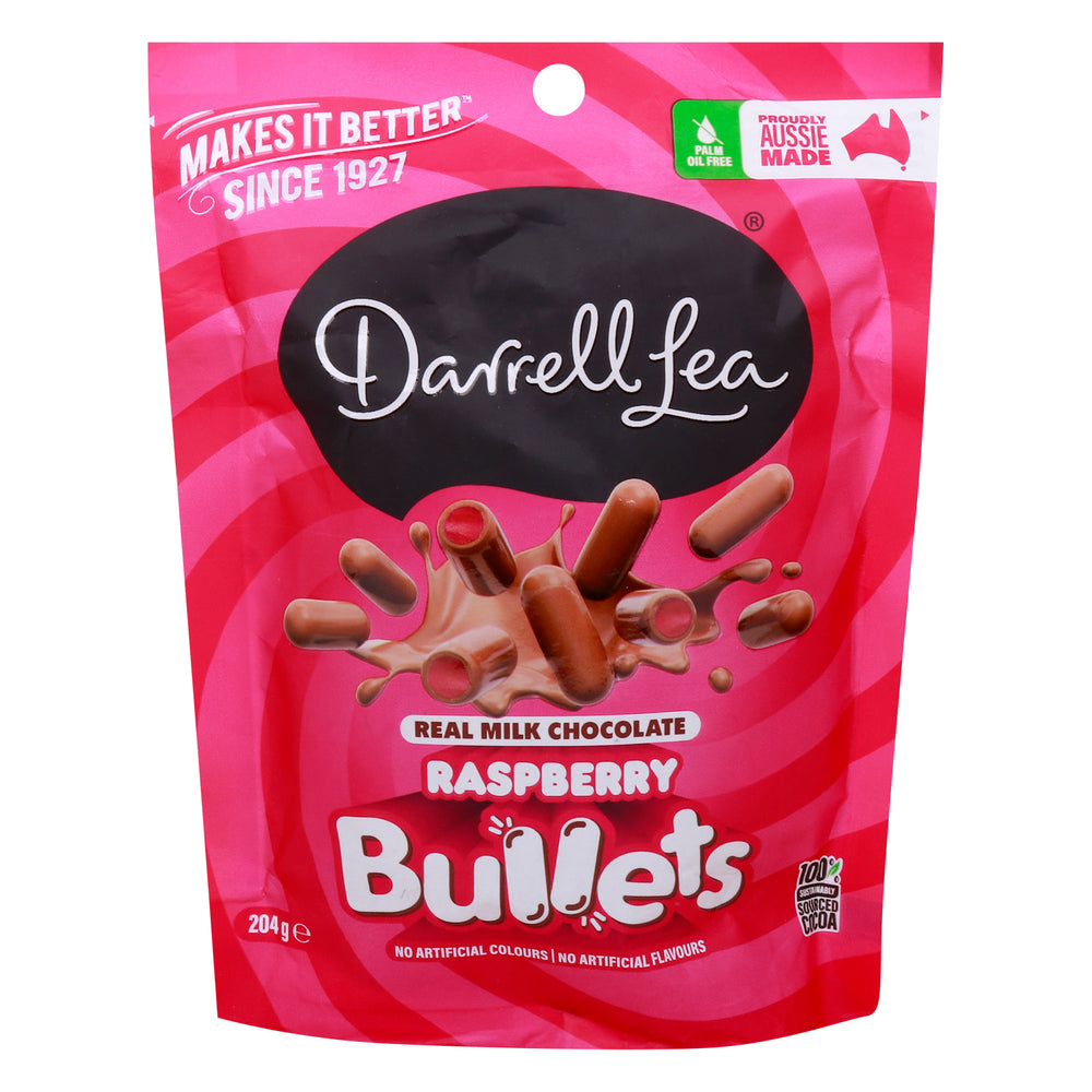 Darrell Lea Real Milk Chocolate Raspberry Bullets 204 g