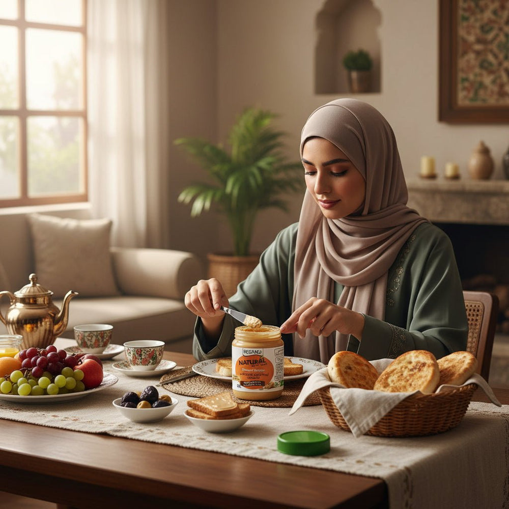 زبدة الفول السوداني الطبيعية ناعمة بدون سكر وملح من ريجانو 340 جرام