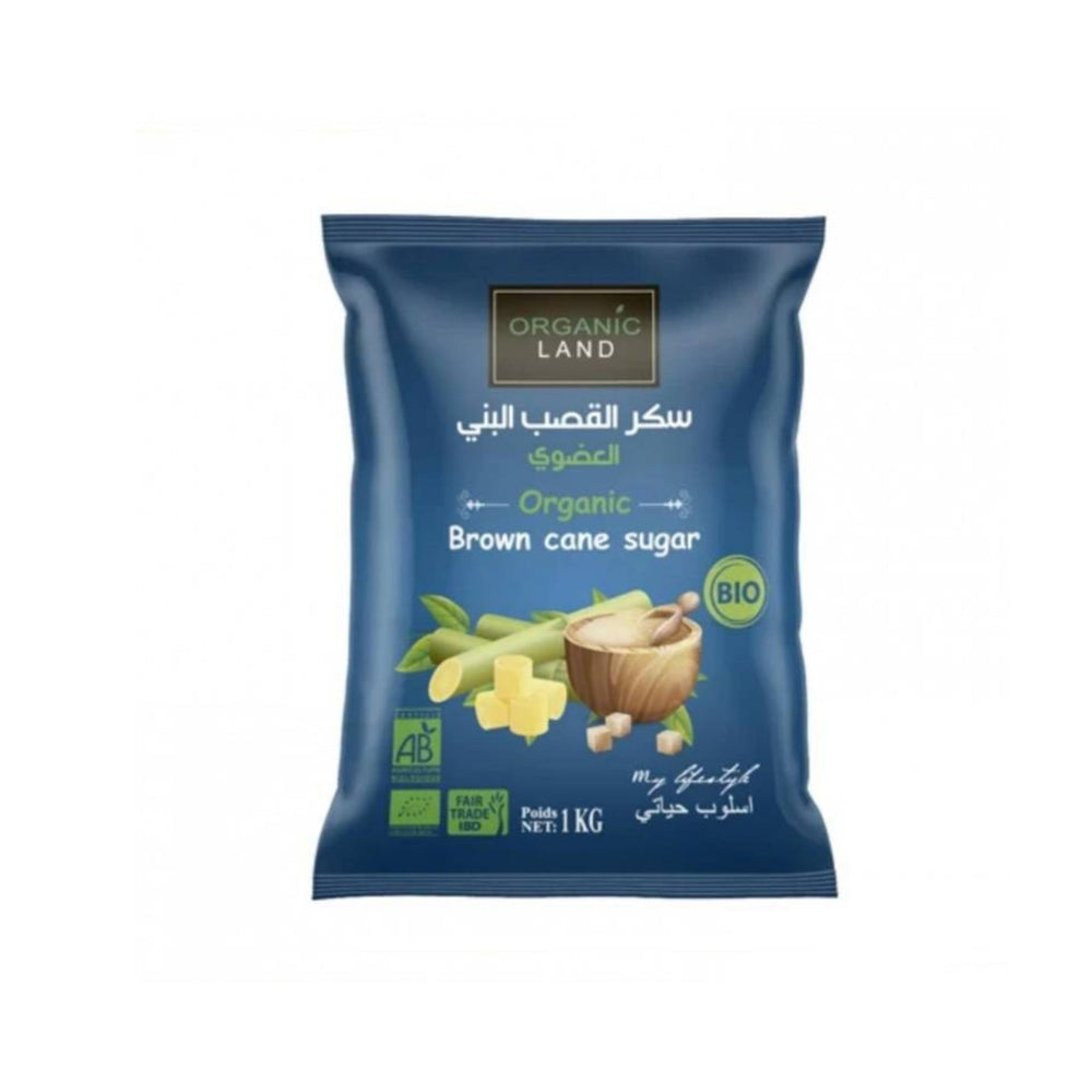 سكر القصب البني العضوي 1 كجم Organic Land