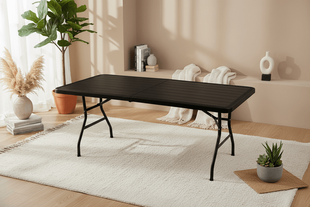 طاولة  الحديقة قابلة للطي بلاستيك  180×74×74سم اسود