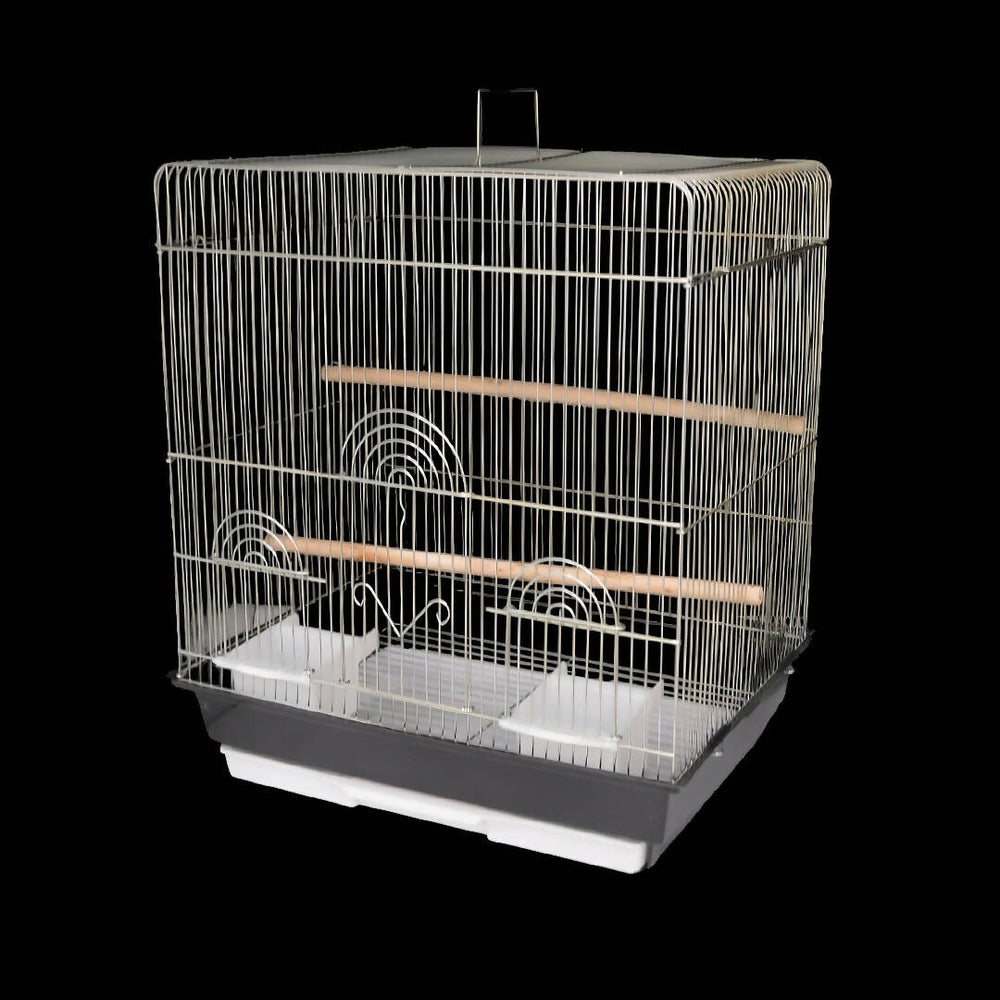 Small metal bird cage with rectangular edges 
