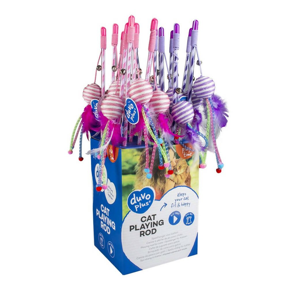 Dovo Plus Knitted Feather Ball Wand Toy for Cats in Multicolor