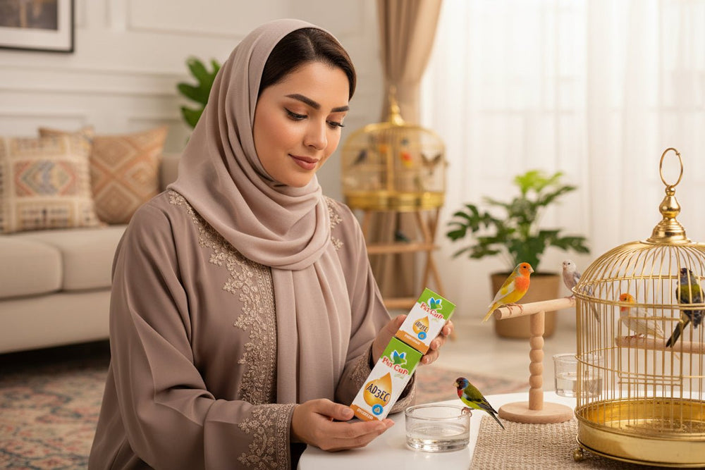 مكمل فيتامينات للتكاثر والخصوبة للطيور 100 مل Pet Cup AD3EC