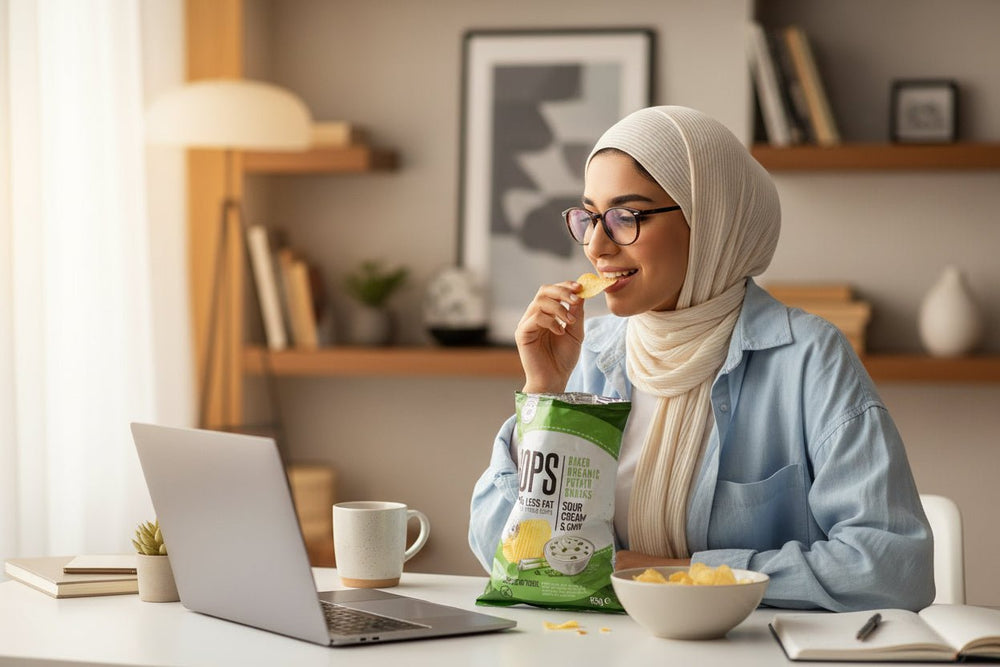 مقرمشات البطاطس العضوية المخبوزة بنكهة الكريمة الحامضة والبصل بوبس من ماكلويدز 85 جرام