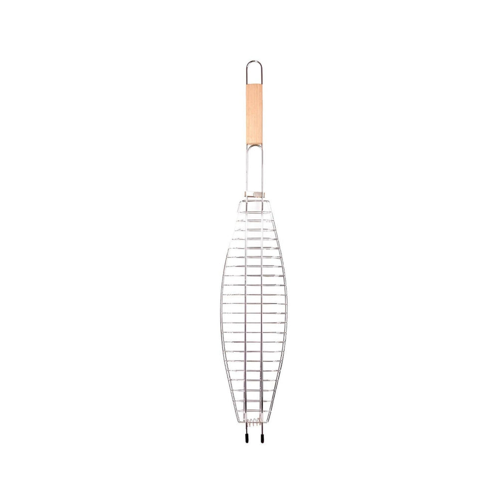Stainless Steel Fish Grill with Wooden Handle