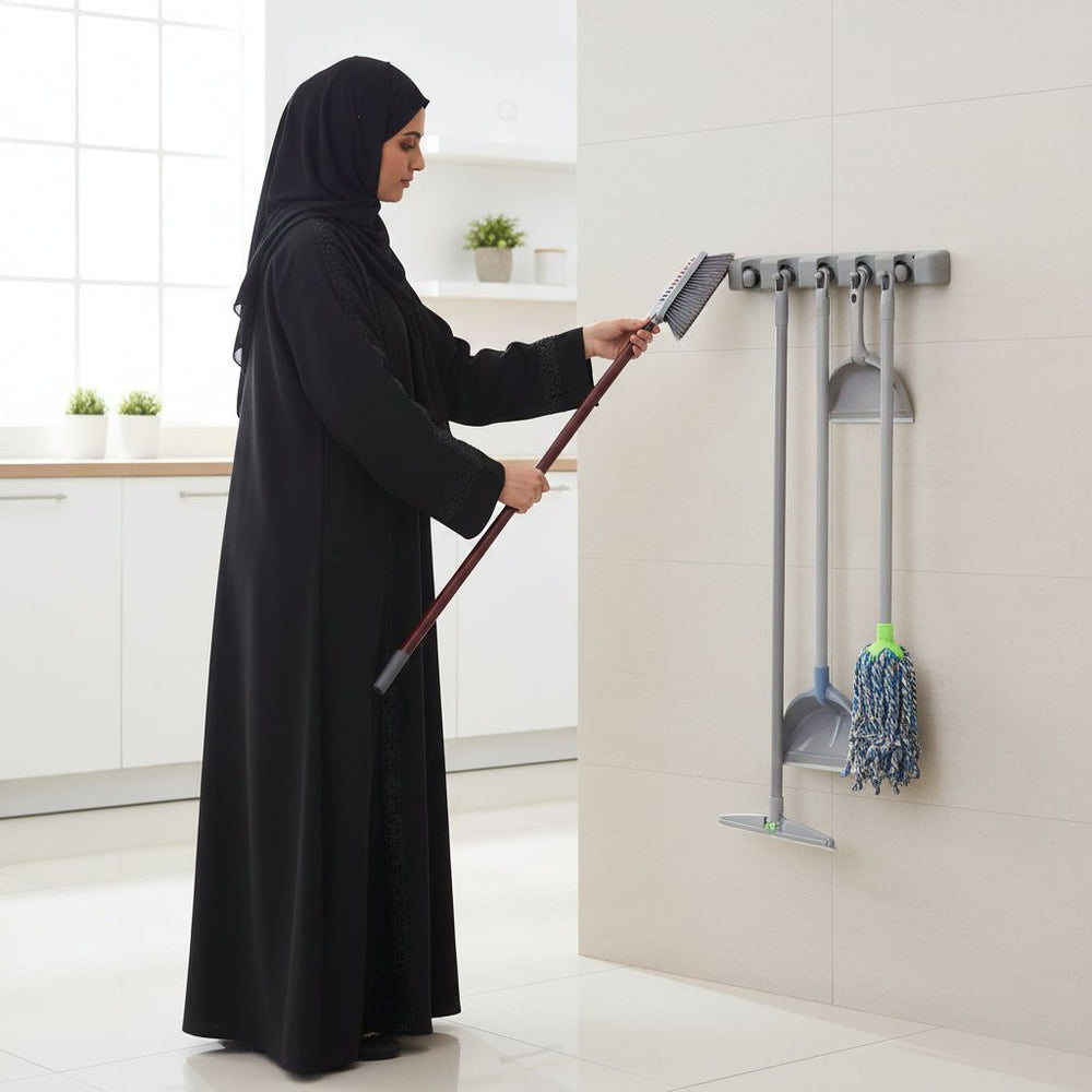 حامل ومنظم المكانس والمماسح الجداري متعدد الاستخدامات 48×45×4 سم