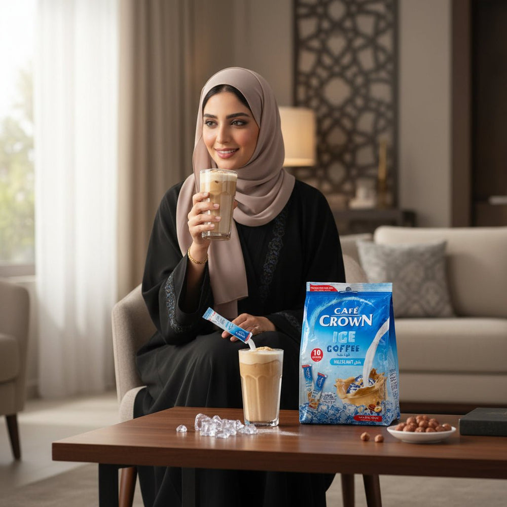 قهوة كافيه كراون المثلجة بالبندق 10 أظرف 105 جم