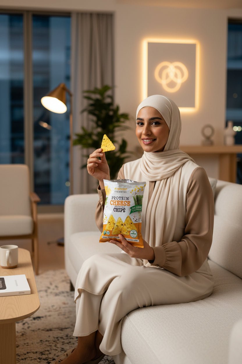 رقائق بنكهة الجبنة النباتية 60 غرام PopCrop Pyramids Protein Chips