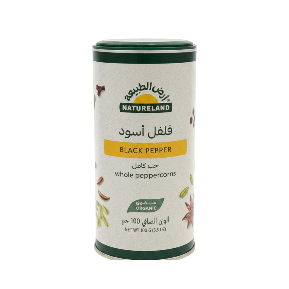 فلفل أسود حب كامل عضوي 100 جرام أرض الطبيعة