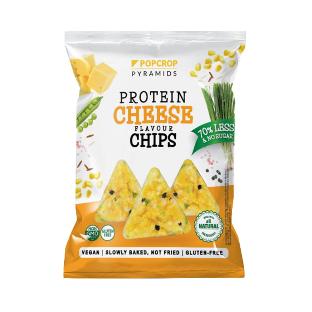 رقائق بنكهة الجبنة النباتية 60 غرام PopCrop Pyramids Protein Chips