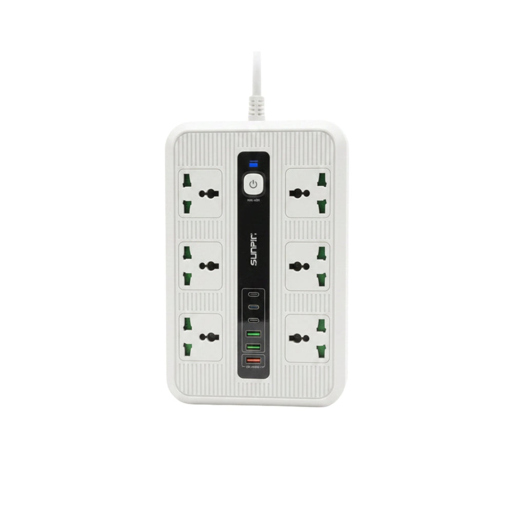 مشترك كهربائي ذكي صن بين T95 قدرة 3000 واط6 مقابس + 3 USB + Type-C