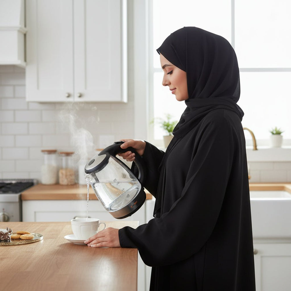 غلاية كهربائية زجاجية كولين 1.7 لتر قاعدة ستانلس