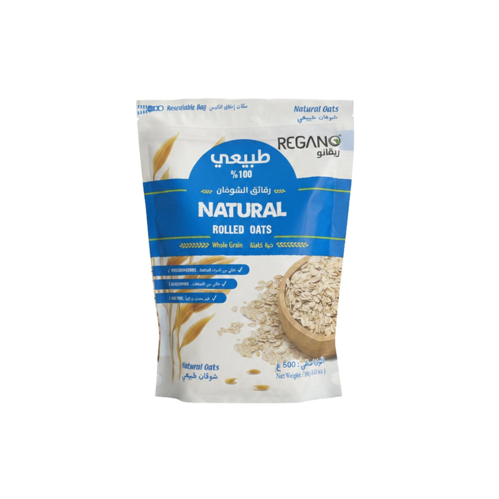 رقائق شوفان طبيعي كاملة الحبة 500 غرام ريقانو