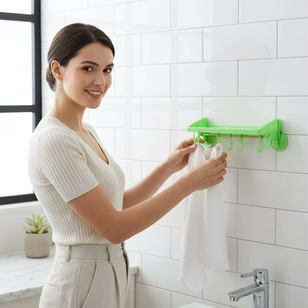 رف متعدد الاستخدام مع 4 خطافات ملابس 12×37×10 سم من سيترا