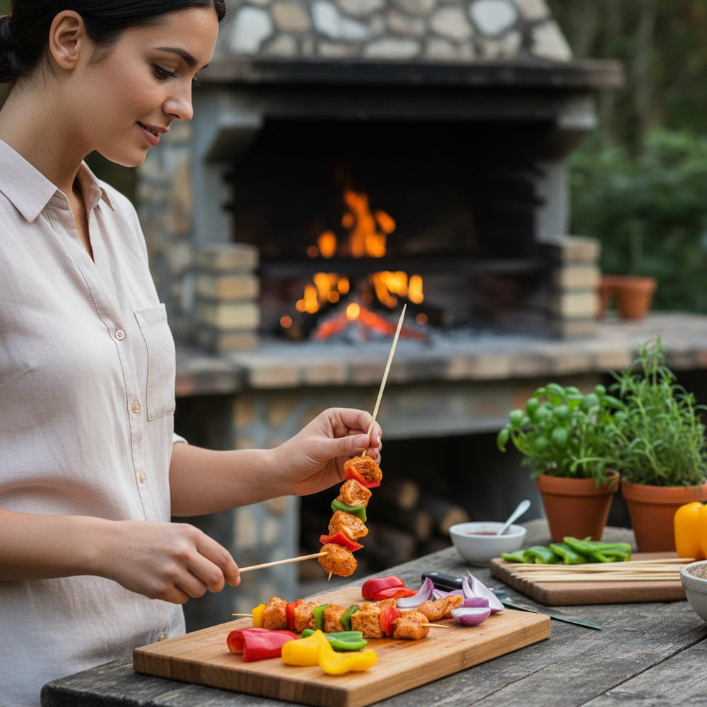 100 Pieces Disposable Wooden BBQ Skewers