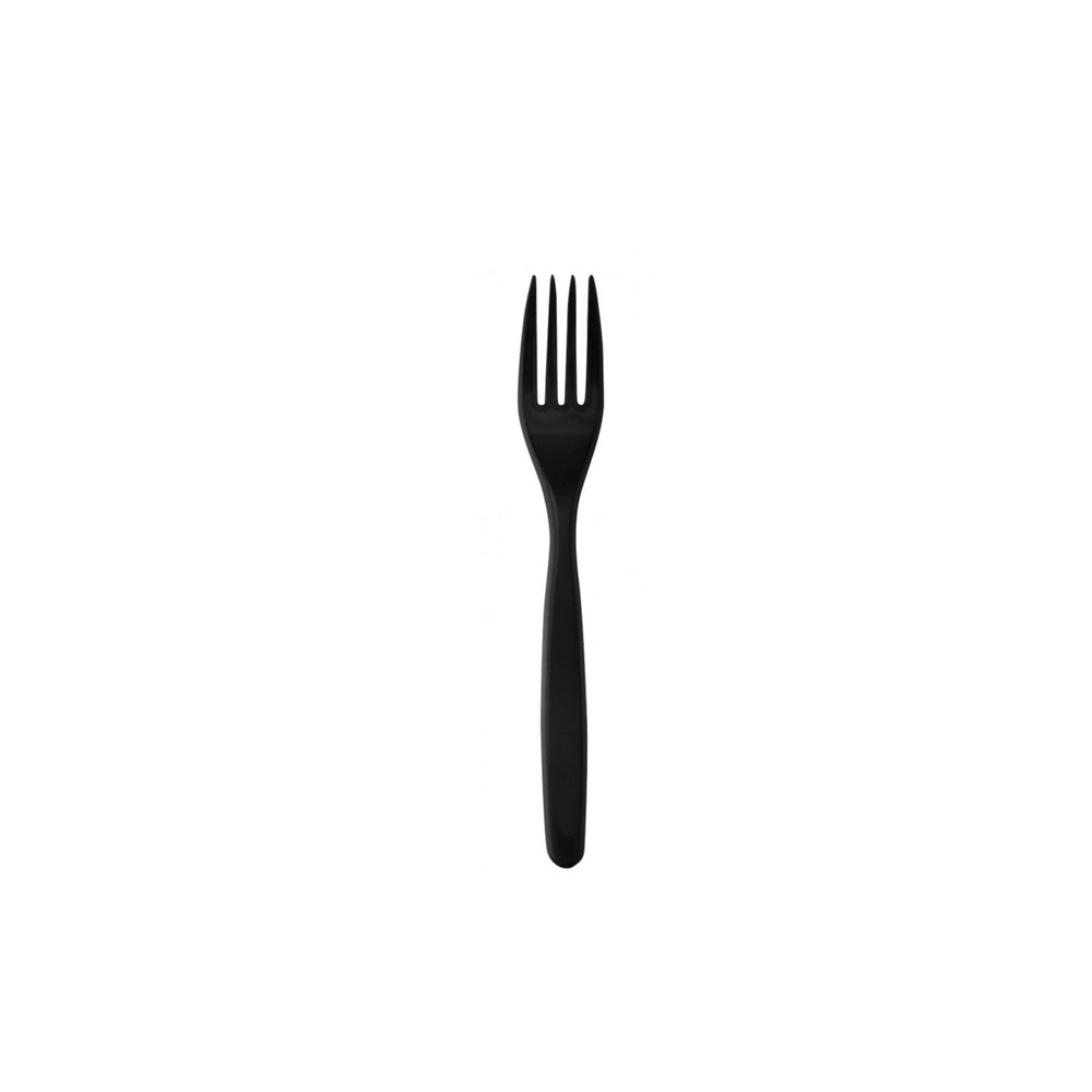 Black plastic disposable forks