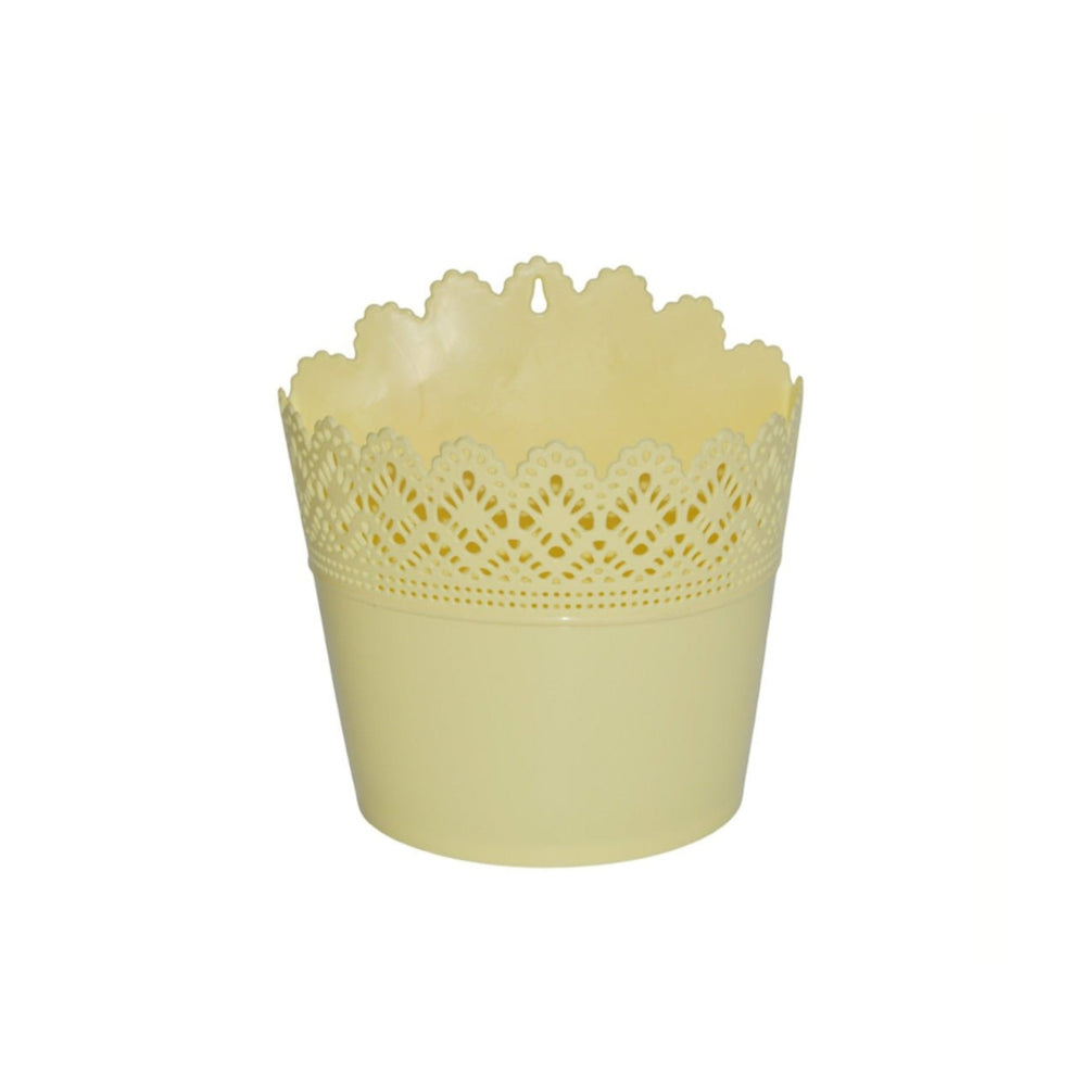 Lace Decorated Plastic Flower Pot