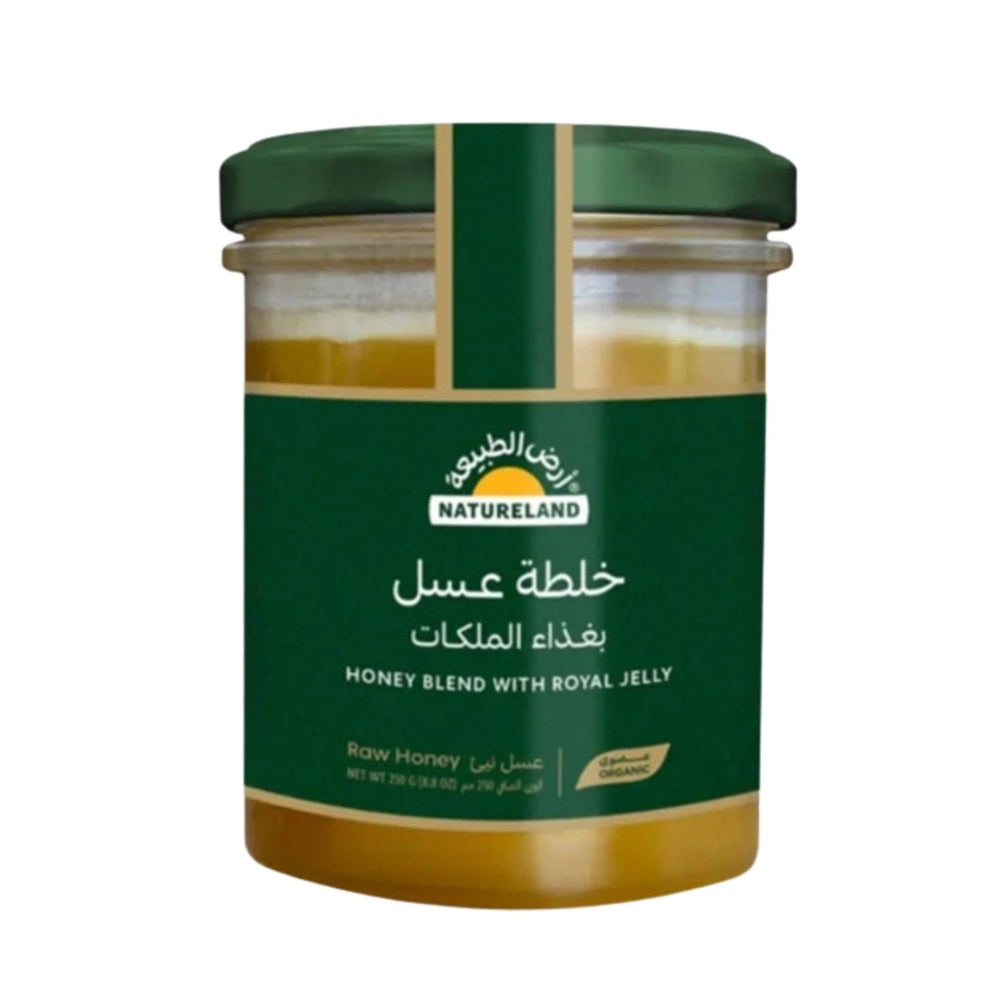 خلطة عسل بغذاء الملكات  عضوي  من أرض الطبيعة 250 جم