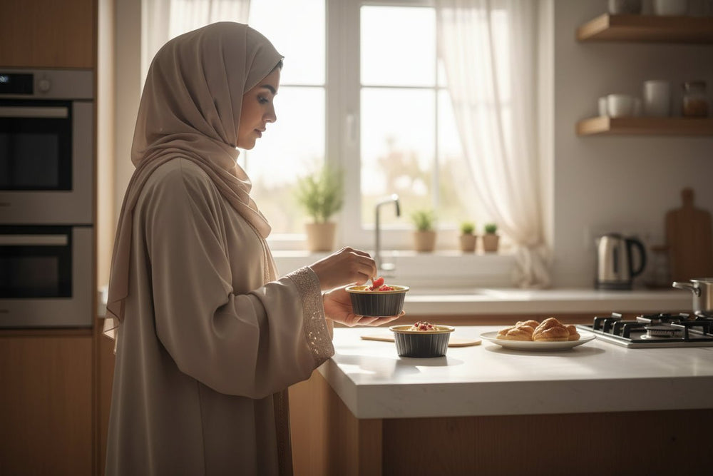 قالب مستدير  ألمنيوم أسود و ذهبي مع غطاء شفاف سعة 125 مل 15 قطعة SAHAL