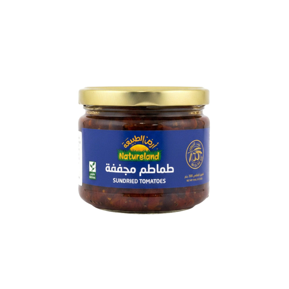 طماطم مجففة عضوية في زيت الزيتون أرض الطبيعة 300 جم