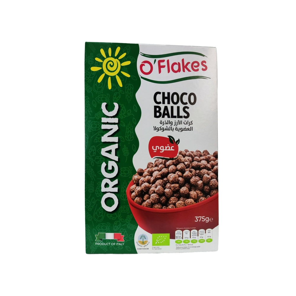 كرات الأرز والذرة العضوية بالشوكولاتة 375 جرام O’flakes
