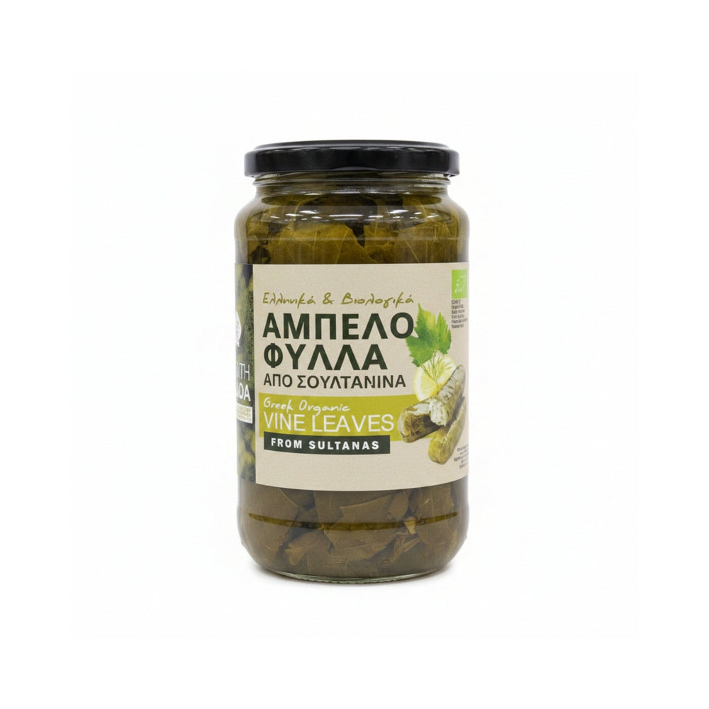 ورق عنب يوناني عضوي صنف سلطانينا 420 جم Greek Organic Vine Leaves