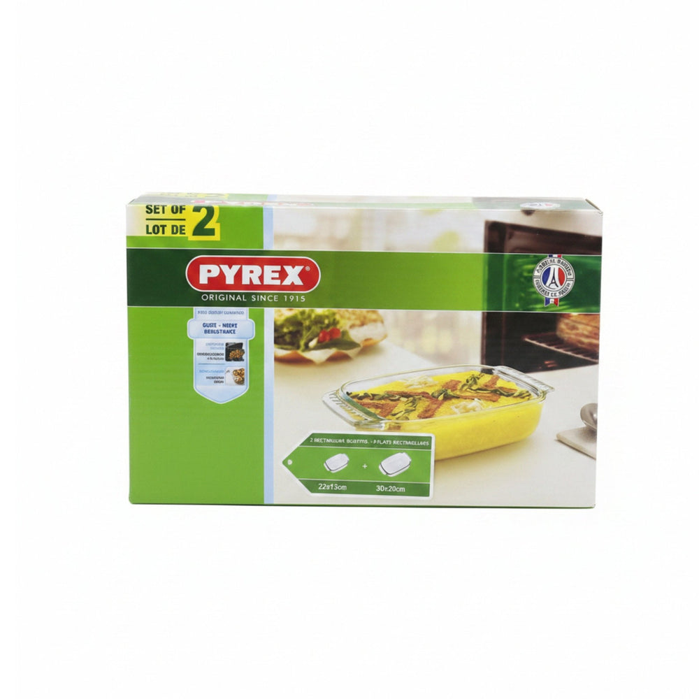 2-piece heat-resistant clear Pyrex tray set