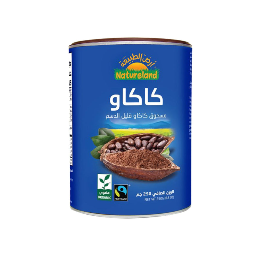 مسحوق الكاكاو قليل الدسم العضوي أرض الطبيعة 250 جرام