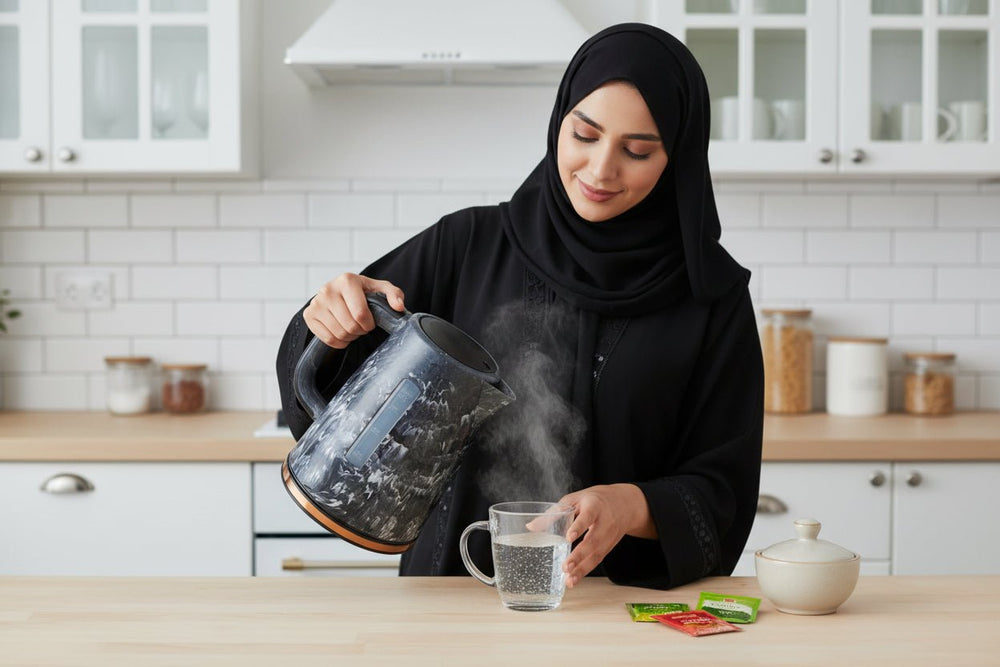 غلاية كهربائية كولين 1.7 لتر رخامى اسود فى ابيض