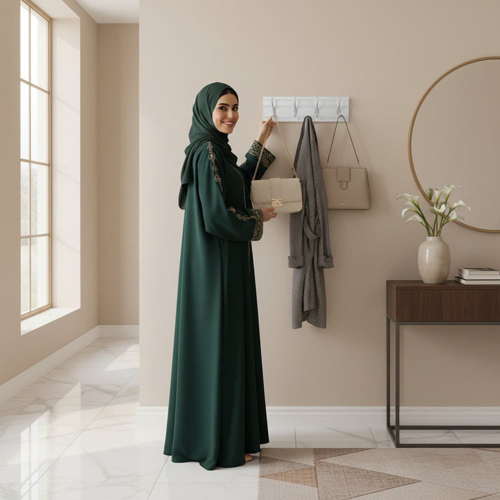 علاقة ملابس جدارية خشبية 40 × 12 سم 4 خطافات