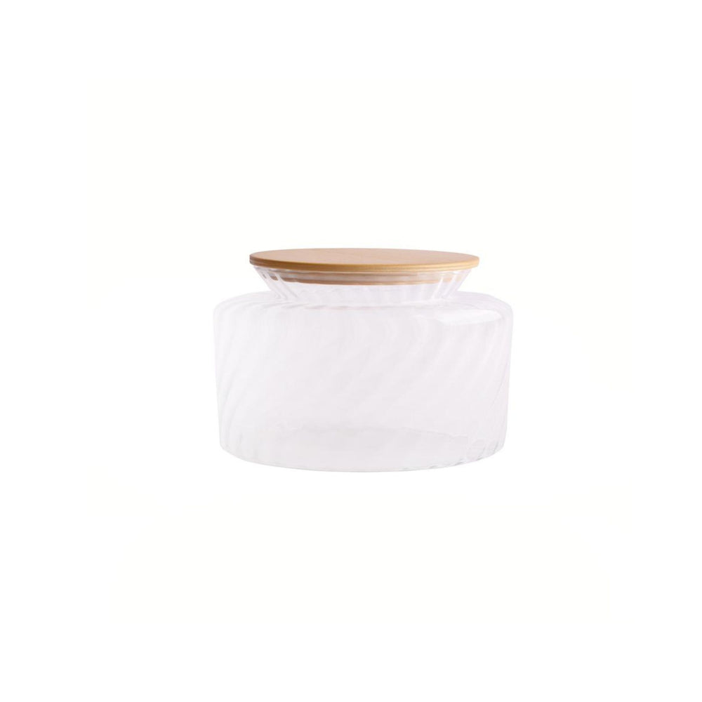Glass jar with wooden lid